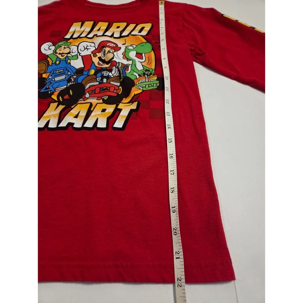 Nintendo Mario Kart Kids Red Long Sleeve Graphic T-Shirt Size L Mario Luigi